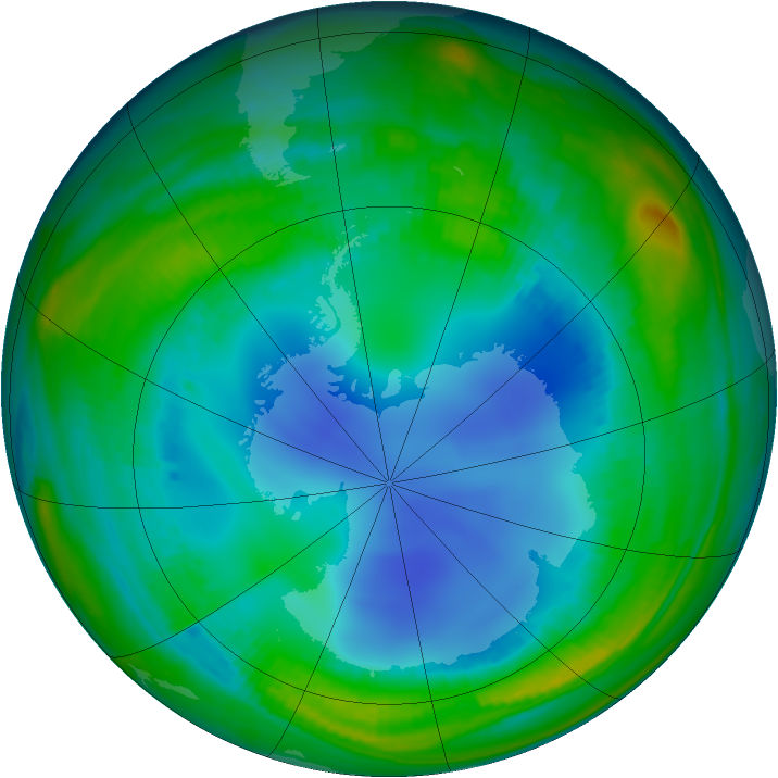 Antarctic ozone map for 31 July 1999